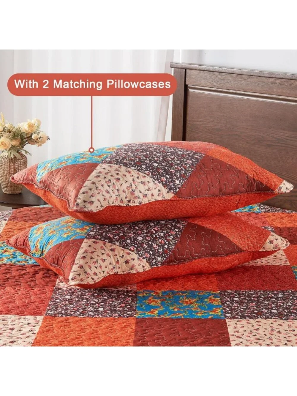 Multicolor Patchwork Twin Quilt Set - Soft Microfiber Lightweight Bedspread